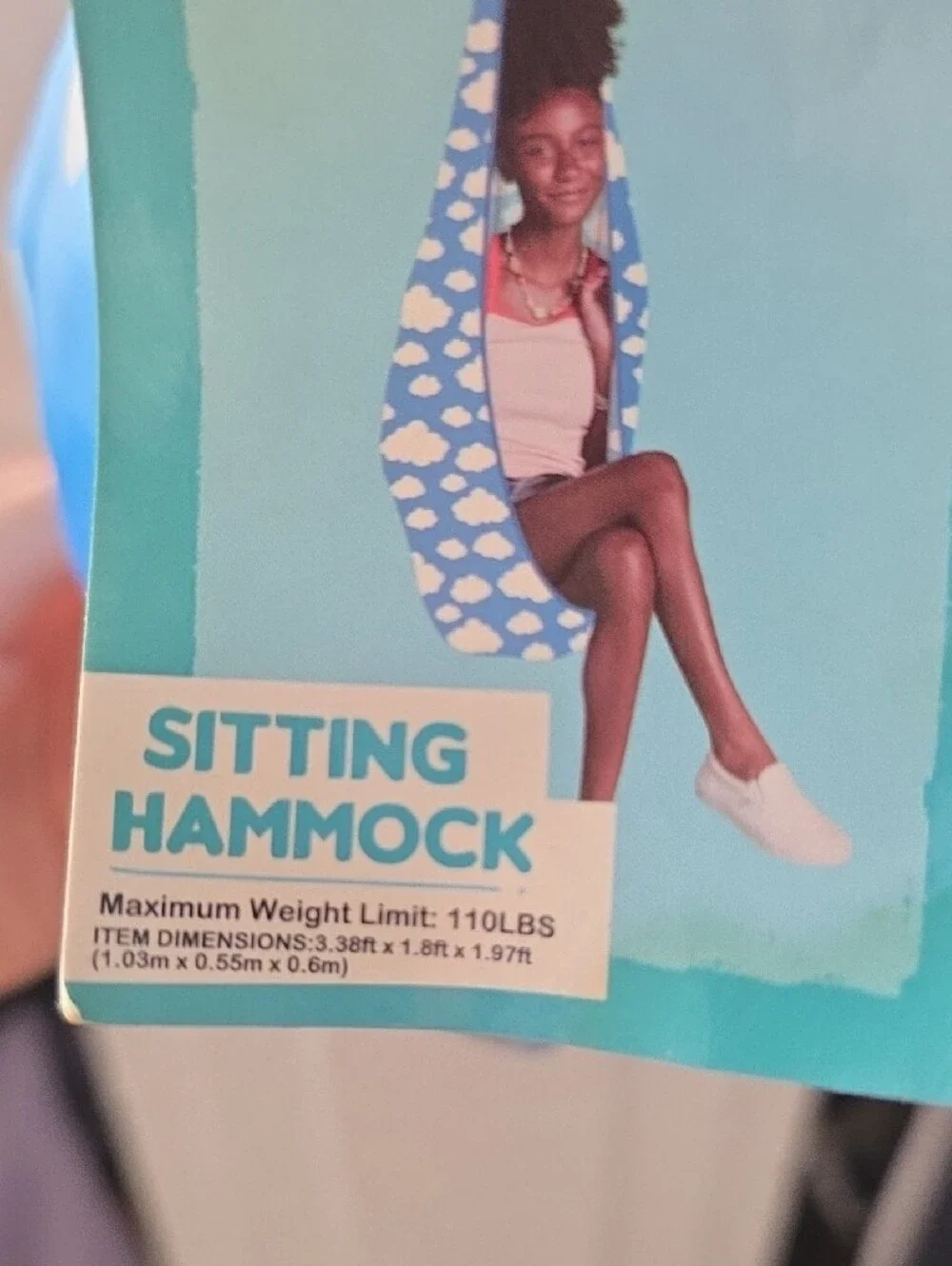 Sitting Hammock - Blue with Light Blue Cloud Print